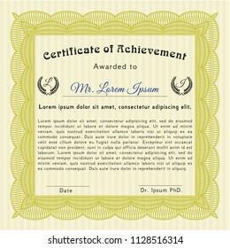 Yellow Certificate template. Easy to print. Nice design. Detailed. 