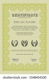 Yellow Certificate template. Easy to print. Lovely design. Customizable, Easy to edit and change colors. 