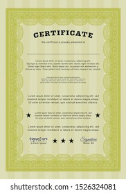 Yellow Certificate template. With guilloche pattern. Customizable, Easy to edit and change colors. Money design. 