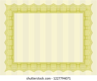 Yellow Certificate template. Money Pattern. Customizable, Easy to edit and change colors. With guilloche pattern and background. 