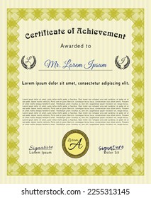 Yellow Certificate template.  Nice design.  Printer friendly.  Detailed. 
