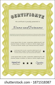 Yellow Certificate template.  Perfect design.    