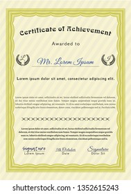 Yellow Certificate template. With quality background. Customizable, Easy to edit and change colors. Money Pattern. 