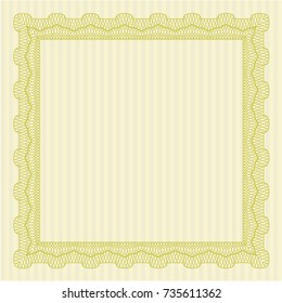 Yellow Certificate template. Retro design. With background. Vector illustration. 