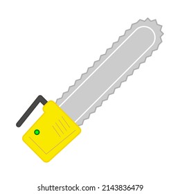 yellow chain saw on a isolated white background.