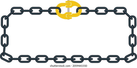 yellow chain slings rectangular shape on white background 