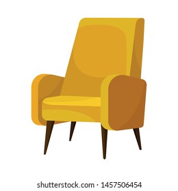 Yellow chair with high back. Vector illustration on white background.