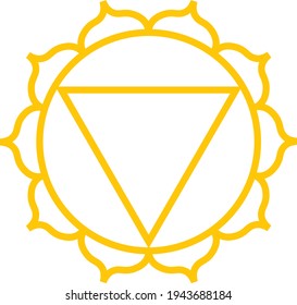 Yellow chakra Vector Yoga art Spiritual element Health Therapy Energy balance Manipura Symbol Buddhism Hinduism Religion Zen Sign Sacred lotus Meditation wall art Reiki Esoteric Yellow color Mandala