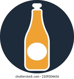 Yellow champagne bottle, illustration, vector on a white background.