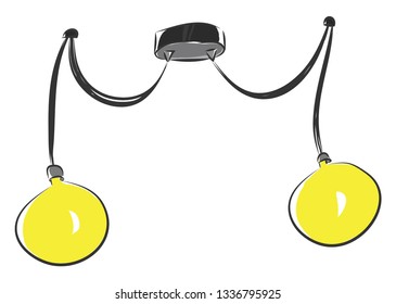 Yellow chandelery vector illustration on white background.