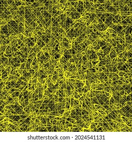 Yellow chaotic lines background. Hand drawn lines. Tangled chaotic pattern. Vector illustration.
