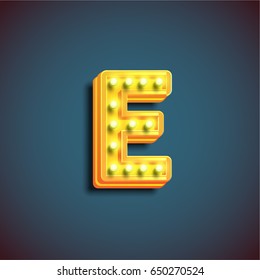 Yellow character from 'Broadway' lamp font, vector illustration