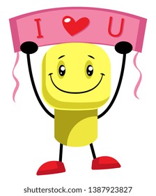 Yellow character says that he loves you illustration vector on white background