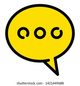 Yellow chat icon. Outline yellow chat vector icon for web design isolated on white background