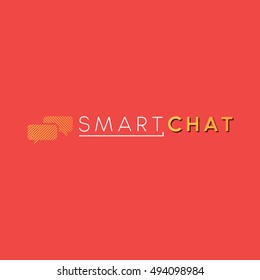 Yellow chat vector logo design and text with orange background