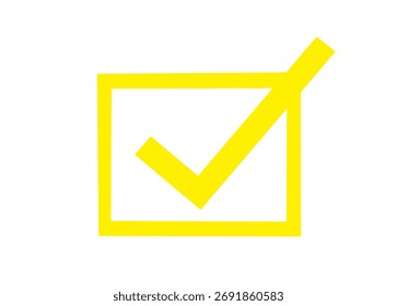 Una marca de verificación amarilla en un cuadro sobre un fondo blanco significa que se ha completado