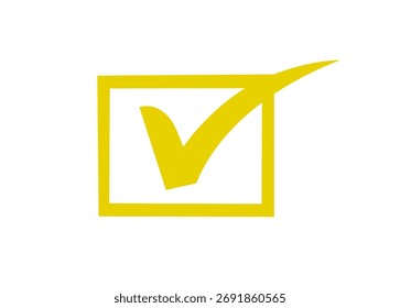 Una marca de verificación amarilla en una casilla sobre un fondo blanco significa que se ha completado