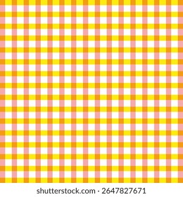 Yellow check pattern. Square textile design. Diagonal stripe grid. Vector fabric form.