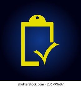 Yellow checklist icon - vector on a blue background