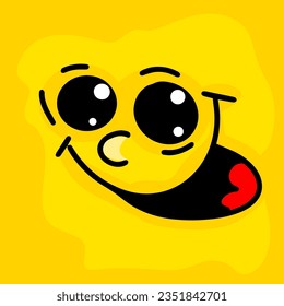 Yellow cheerful face. Vector illustration