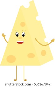 Yellow Cheese cartoon triangle slice character isolated on white