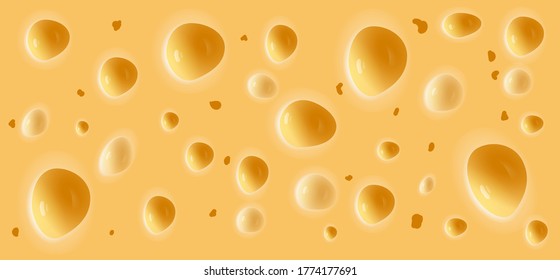 Yellow cheese with holes texture vector illustration. Food background