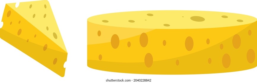 Yellow cheese, illustration, vector on white background.