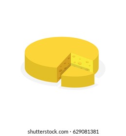 Yellow Cheese isolated on background. Flat vector illustration.