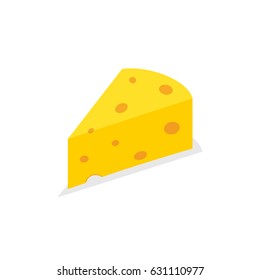 Yellow Cheese isolated on background. Flat vector illustration.