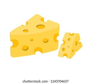 Yellow cheese isolated on a white background.Cheese is a dairy product fatty foods. 