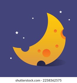 Luna de queso amarillo. Ilustración del vector