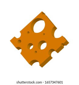 Yellow cheese on a white background 3d, vector