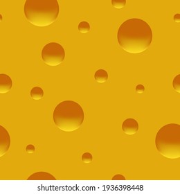 Queso amarillo con agujeros al azar de varios tamaños. Dibujo sin fisuras. Ilustración del vector