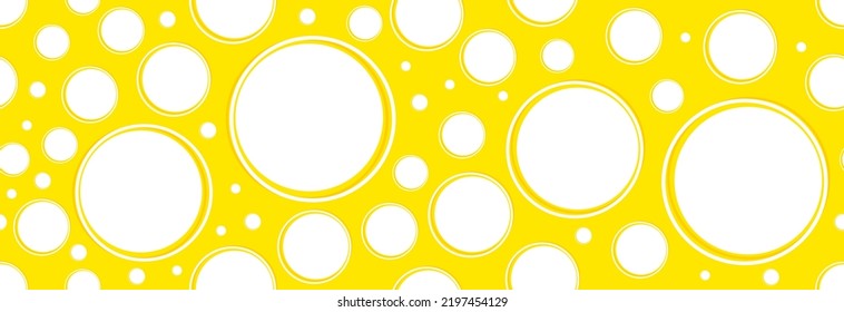 Yellow cheese with round holes, seamless pattern.