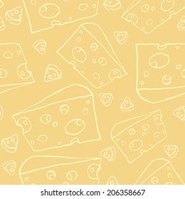 Yellow cheese seamless pattern. Vector illustration, EPS 10.