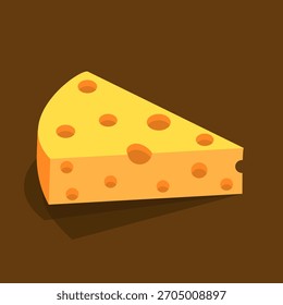 Rebanada de queso amarillo con agujeros - Ilustración de estilo plano