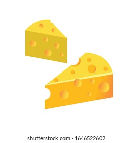 Yellow Cheese Vector with cheese hole and white background