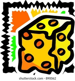 Queso amarillo. Ilustración vectorial.