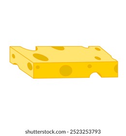 Yellow Cheese vector illustration design, Isolate Cheese Flat design, Ingedients Cartoon style on White Background, Menu and Restaurant graphic elements, vector stock (Editable)