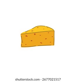 Cuña de queso amarillo en un estilo plano moderno. Dibujado a mano doodled diseño de producto lácteo. Ilustración vectorial aislada sobre fondo blanco.