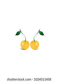 Yellow cherries on a white background