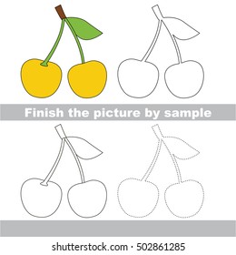 Yellow Cherry to be finished, page to be completed to educate preschool kids with easy kid educational gaming and primary education of simple game level of difficulty.