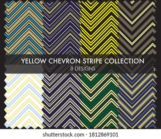 Yellow Chevron striped seamless pattern collection includes 8 designs for fashion textiles, graphics