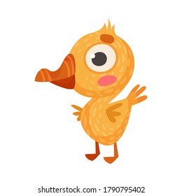 Yellow Chick as Baby Hen Isolated on White Background Vector Illustration