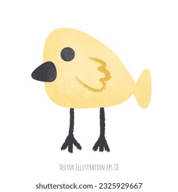 Yellow chick hand drawn, isolated on white background  ,vector illustration EPS 10