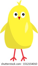 yellow chick with a red beak cute cartoon character for design on a white background pet cub chicken