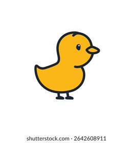 Yellow chick stands isolated simple minimal animal art