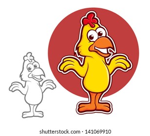 Yellow Chicken Cartoon Mascot Illustration