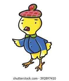 Yellow chicken. Children vector illustration