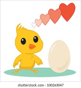 Yellow chicken and the egg